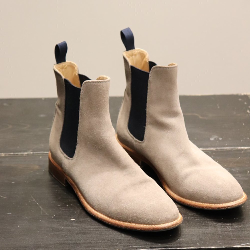 Scarosso Women's Size 38.5 US8 Gray Taupe Blue Giancarlo Chelsea Boots MSRP $495